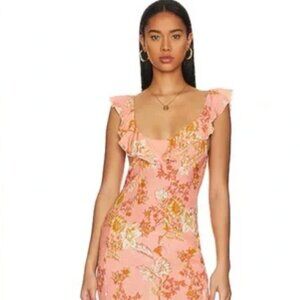 Free People Remind Me Maxi Slip Coral Combo Floral Lightweight Size Small